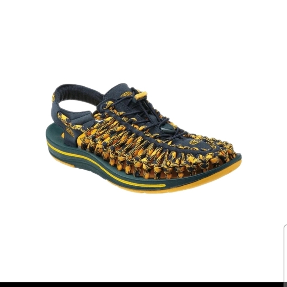 Keen Uneek 8MM Men’s Midnight Navy Spectra Yellow Sport Hiking Comfort Sandal9.5